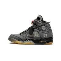 Air Jordan 5 Retro x Off-White CT8480-001 - Grey Suede Sneakers with Reflective Tongue & Translucent Sole