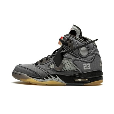 Air Jordan 5 Retro x Off-White CT8480-001 - Grey Suede Sneakers with Reflective Tongue & Translucent Sole