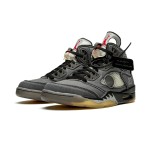 Air Jordan 5 Retro x Off-White CT8480-001 Grey Suede Sneakers with Reflective Tongue and Translucent Sole