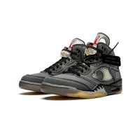 Air Jordan 5 Retro x Off-White CT8480-001 - Grey Suede Sneakers with Reflective Tongue & Translucent Sole