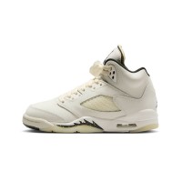 Air Jordan 5 SE Retro FN7405-100 - Off-White Leather Sneakers with Speckled Midsole & Translucent Sole