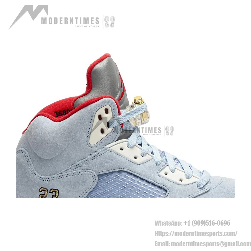 Air Jordan 5 Retro CI1899-400 Blaue Wildleder-Sneaker mit roten Akzenten und reflektierender Zunge