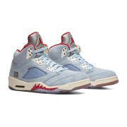 Air Jordan 5 Retro CI1899-400 - Blue Suede Sneakers with Red Accents & Reflective Tongue