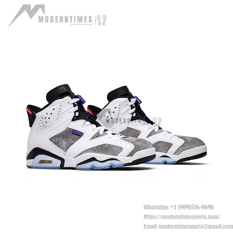 Air Jordan 6 Retro 'Flint' CI3125-100 – White, Grey, and Purple Sneakers