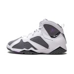 Air Jordan 7 Retro "Flint" DJ2778-100 white, grey, and purple high-top basketball sneakers