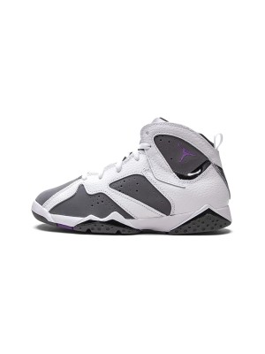 Air Jordan 7 Retro "Flint" DJ2778-100 - White, Grey, and Purple High-Top Basketball Sneakers, Classic Retro, Comfortable and Durable