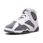 Air Jordan 7 Retro "Flint" DJ2778-100 white, grey, and purple high-top basketball sneakers