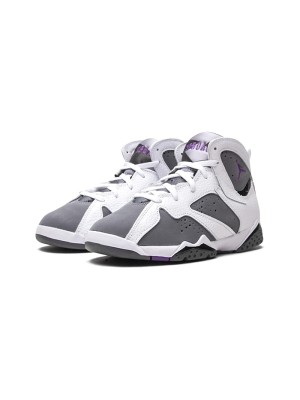 Air Jordan 7 Retro "Flint" DJ2778-100 - White, Grey, and Purple High-Top Basketball Sneakers, Classic Retro, Comfortable and Durable