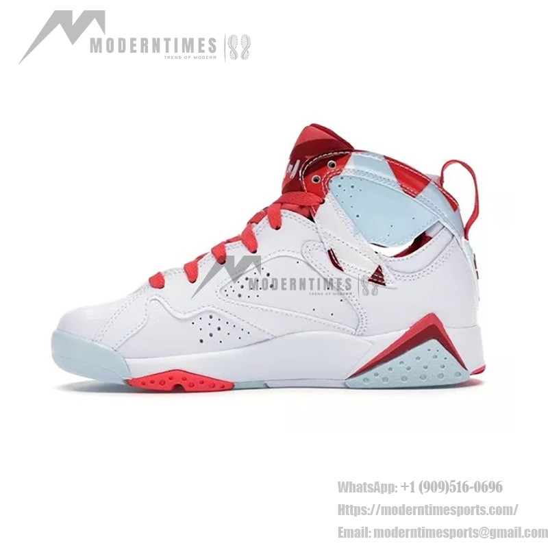 Air Jordan 7 Retro "Topaz Mist" 442960-104 white, red, and blue high-top basketball sneakers