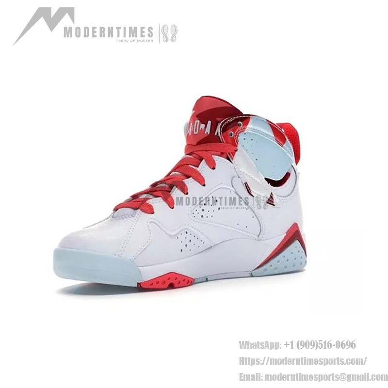 Air Jordan 7 Retro "Topaz Mist" 442960-104 white, red, and blue high-top basketball sneakers