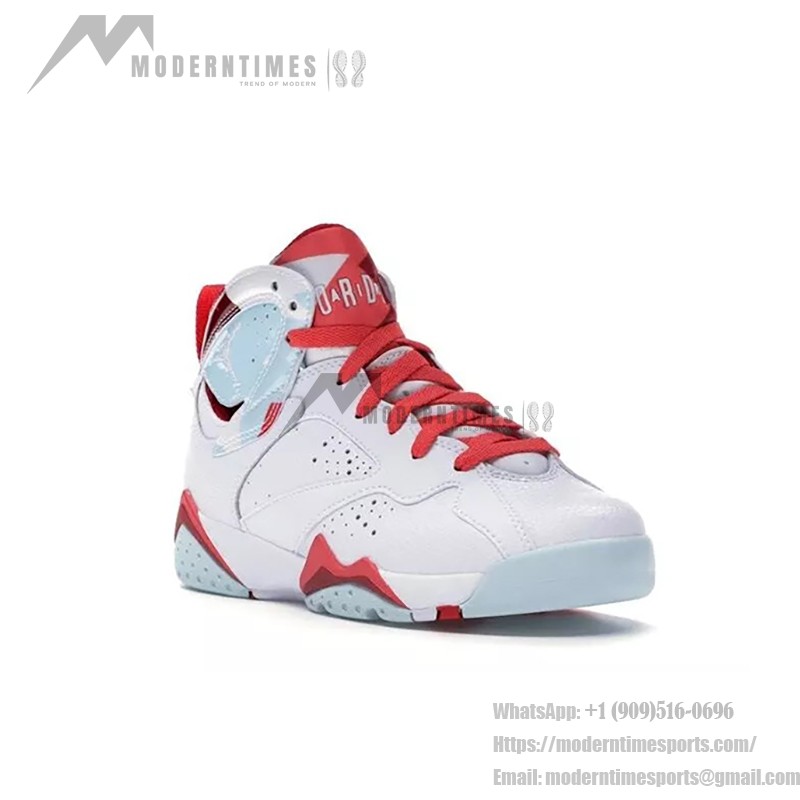 Air Jordan 7 Retro "Topaz Mist" 442960-104 white, red, and blue high-top basketball sneakers