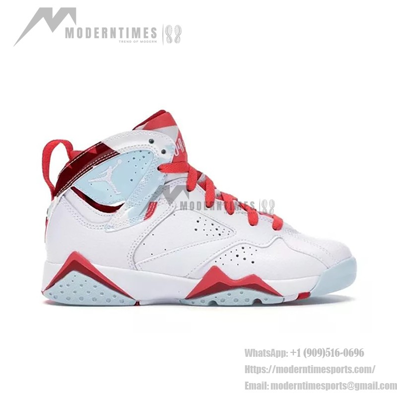 Air Jordan 7 Retro "Topaz Mist" 442960-104 white, red, and blue high-top basketball sneakers