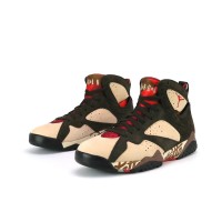 Air Jordan 7 Retro x Patta "Shimmer" AT3375-200 - Pink and Brown High-Top Basketball Sneakers, Retro Collaboration, Stylish and Comfortable