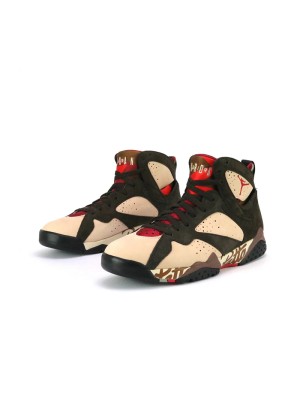 Air Jordan 7 Retro x Patta "Shimmer" AT3375-200 - Pink and Brown High-Top Basketball Sneakers, Retro Collaboration, Stylish and Comfortable