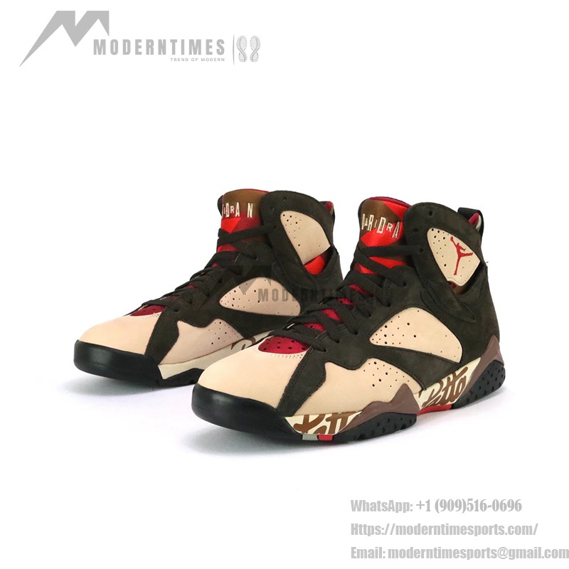 Air Jordan 7 Retro x Patta "Shimmer" AT3375-200 pink and brown high-top basketball sneakers