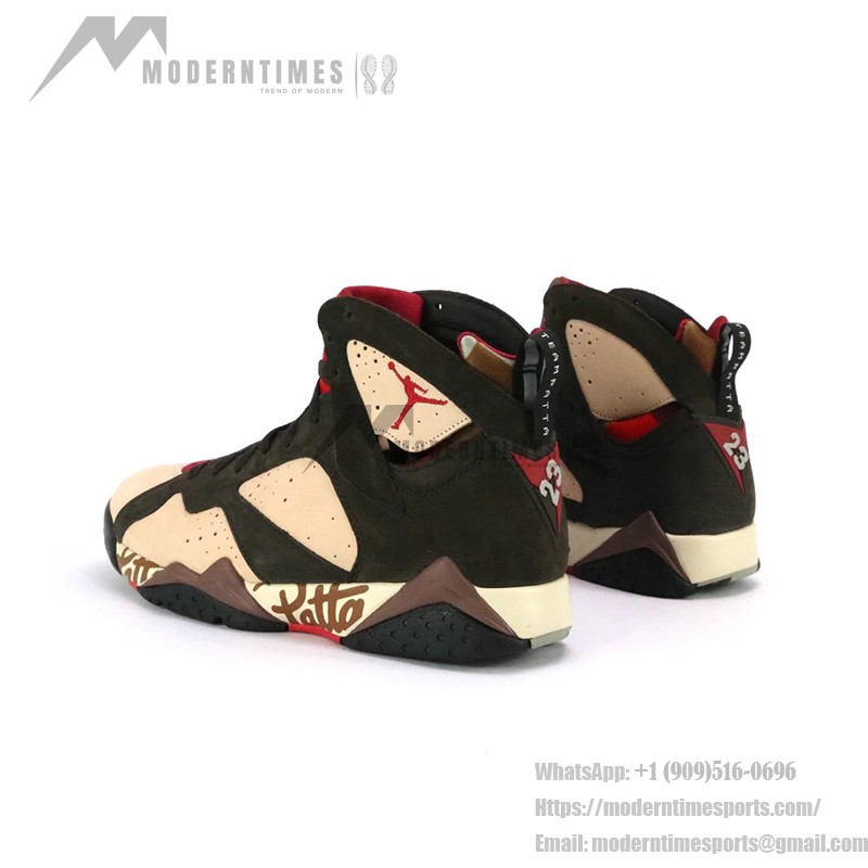 Air Jordan 7 Retro x Patta "Shimmer" AT3375-200 pink and brown high-top basketball sneakers