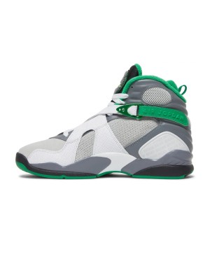 Air Jordan 8 PE "Pure Platinum" 1300-135 - White and Green High-Top Basketball Sneakers, Classic and Comfortable