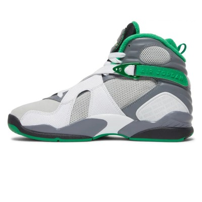 Air Jordan 8 PE "Pure Platinum" 1300-135 - White and Green High-Top Basketball Sneakers, Classic and Comfortable