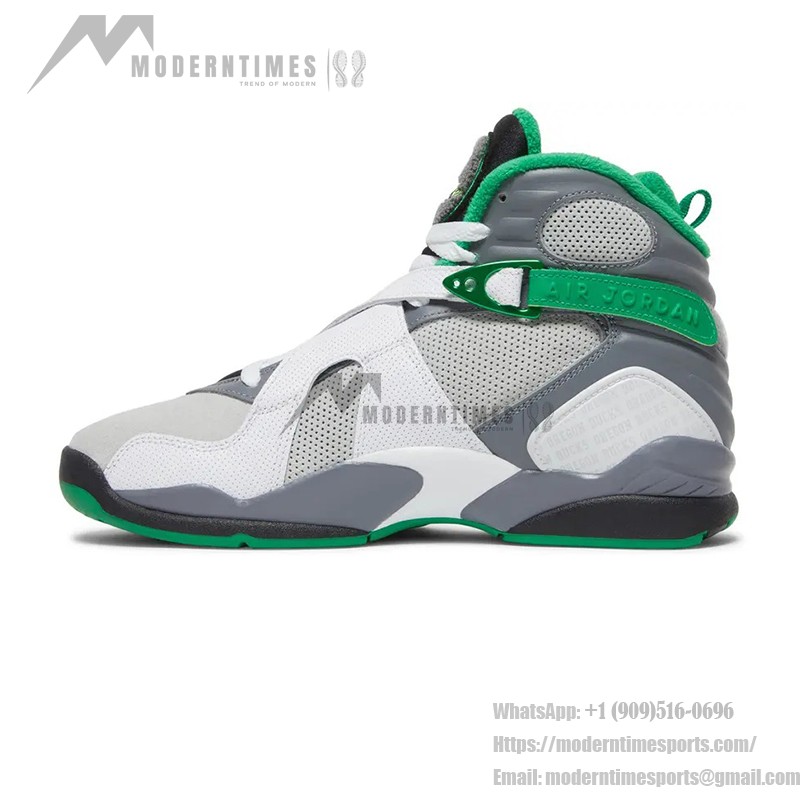 Air Jordan 8 PE "Pure Platinum" 1300-135 white and green high-top basketball sneakers