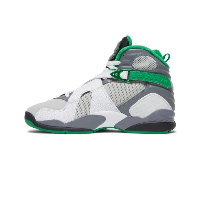 Air Jordan 8 PE "Pure Platinum" 1300-135 - White and Green High-Top Basketball Sneakers, Classic and Comfortable