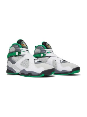 Air Jordan 8 PE "Pure Platinum" 1300-135 - White and Green High-Top Basketball Sneakers, Classic and Comfortable