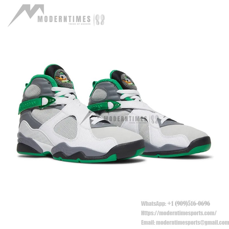 Air Jordan 8 PE "Pure Platinum" 1300-135 white and green high-top basketball sneakers