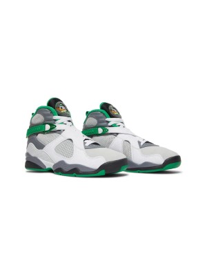 Air Jordan 8 PE "Pure Platinum" 1300-135 - White and Green High-Top Basketball Sneakers, Classic and Comfortable