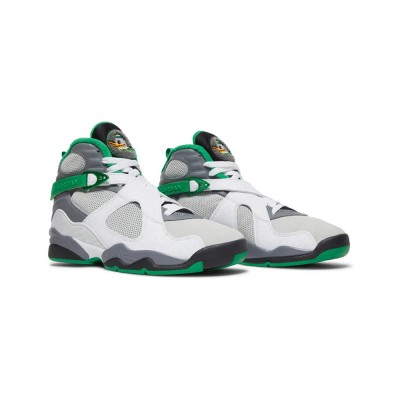 Air Jordan 8 PE "Pure Platinum" 1300-135 - White and Green High-Top Basketball Sneakers, Classic and Comfortable