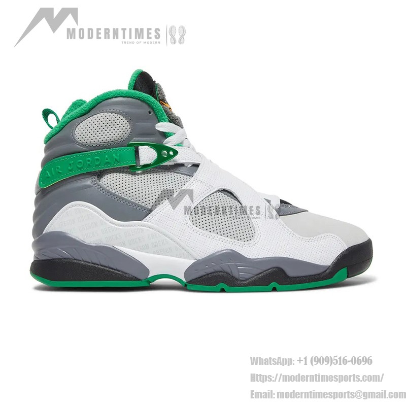 Air Jordan 8 PE "Pure Platinum" 1300-135 white and green high-top basketball sneakers