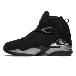 Air Jordan 8 Retro "Chrome" black and silver high-top basketball sneakers