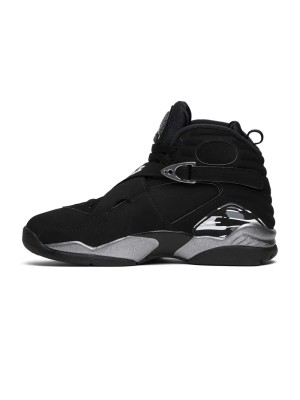 Air Jordan 8 Retro "Chrome" 305381-003 - Schwarze und silberne High-Top Basketball-Sneaker, Klassisch und Bequem