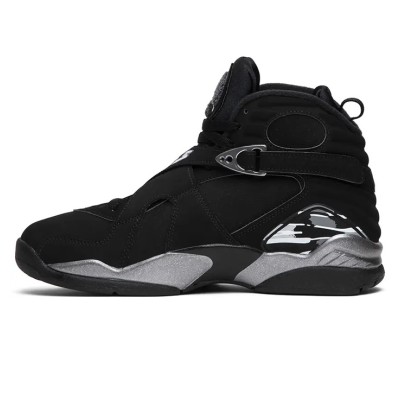 Air Jordan 8 Retro "Chrome" 305381-003 - Black and Silver High-Top Basketball Sneakers, Classic Retro Style