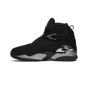 Air Jordan 8 Retro "Chrome" 305381-003 - Black and Silver High-Top Basketball Sneakers, Classic Retro Style