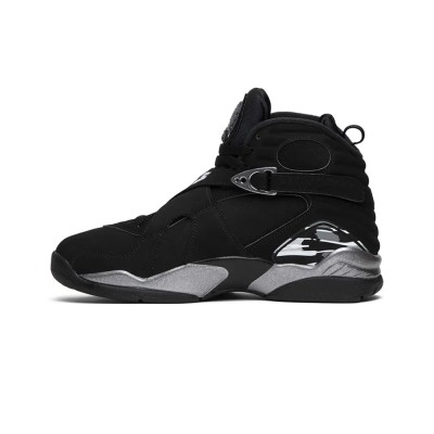 Air Jordan 8 Retro "Chrome" 305381-003 - Black and Silver High-Top Basketball Sneakers, Classic Retro Style