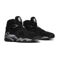 Air Jordan 8 Retro "Chrome" 305381-003 - Black and Silver High-Top Basketball Sneakers, Classic Retro Style