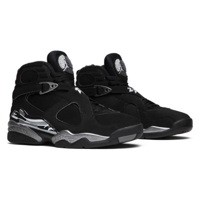 Air Jordan 8 Retro "Chrome" 305381-003 - Black and Silver High-Top Basketball Sneakers, Classic Retro Style