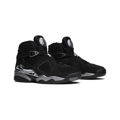 Air Jordan 8 Retro "Chrome" 305381-003 - Black and Silver High-Top Basketball Sneakers, Classic Retro Style