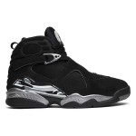 Air Jordan 8 Retro "Chrome" black and silver high-top basketball sneakers