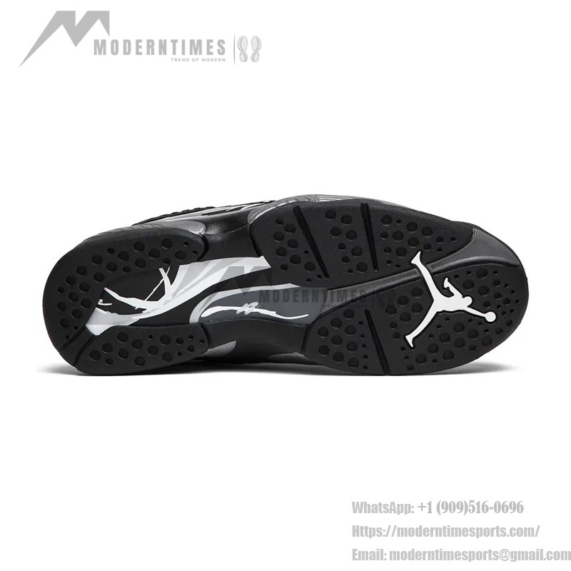 Air Jordan 8 Retro "Chrome" black and silver high-top basketball sneakers