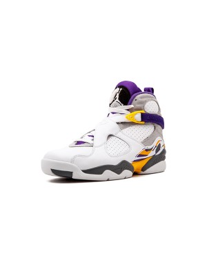 Air Jordan 8 Retro "Kobe Bryant" PE 305381-107 - White and Purple-Gold High-Top Basketball Sneakers, Classic Tribute