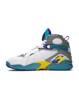 Air Jordan 8 Retro "White Aqua" CL1236-100 - White, Grey, and Aqua High-Top Sneakers