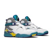 Air Jordan 8 Retro "White Aqua" CL1236-100 - White, Grey, and Aqua High-Top Sneakers