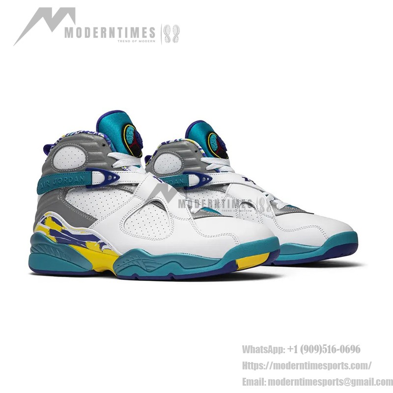 Air Jordan 8 Retro White Aqua High-Top Sneakers