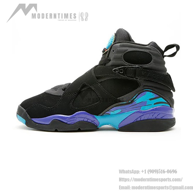 Air Jordan 8 Retro "Aqua" Classic Black and Aqua High-Top Sneakers