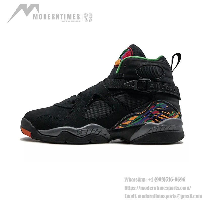 Air Jordan 8 Retro Tinker black and multicolor high-top basketball sneakers