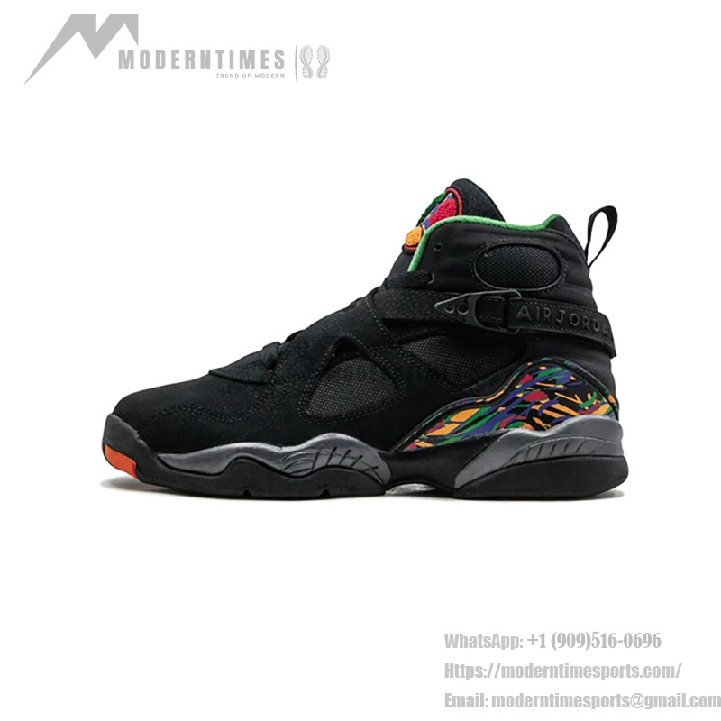 Air Jordan 8 Retro Tinker black and multicolor high-top basketball sneakers