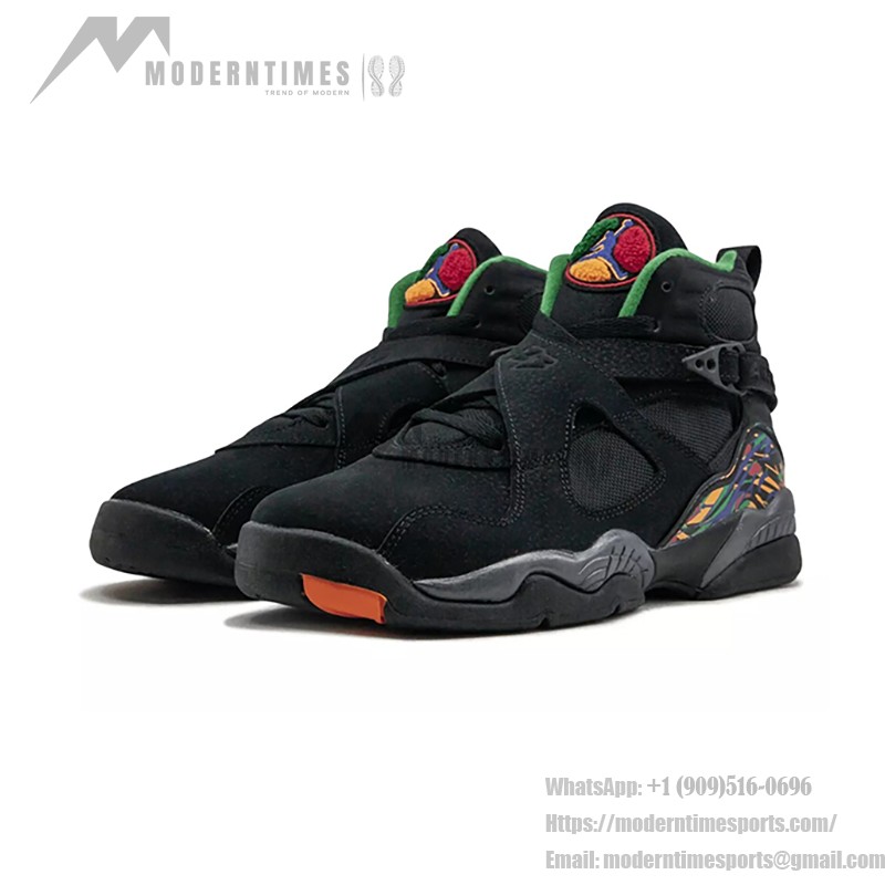 Air Jordan 8 Retro Tinker black and multicolor high-top basketball sneakers