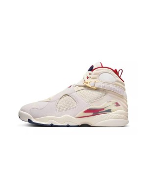 Air Jordan 8 Retro "Mi Casa Es Su Casa" FJ2850-107 - Beige and Red High-Top Basketball Sneakers with Luxurious Detailing