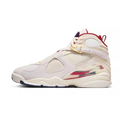 Air Jordan 8 Retro "Mi Casa Es Su Casa" FJ2850-107 - Beige and Red High-Top Basketball Sneakers with Luxurious Detailing