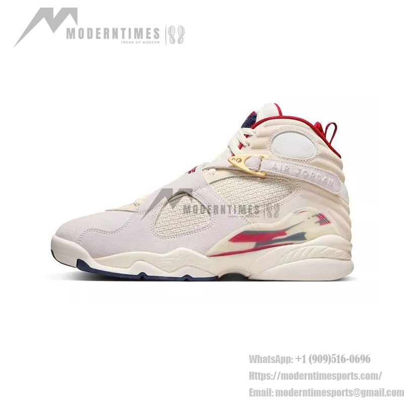 Air Jordan 8 Retro Mi Casa Es Su Casa Beige and Red High-Top Sne